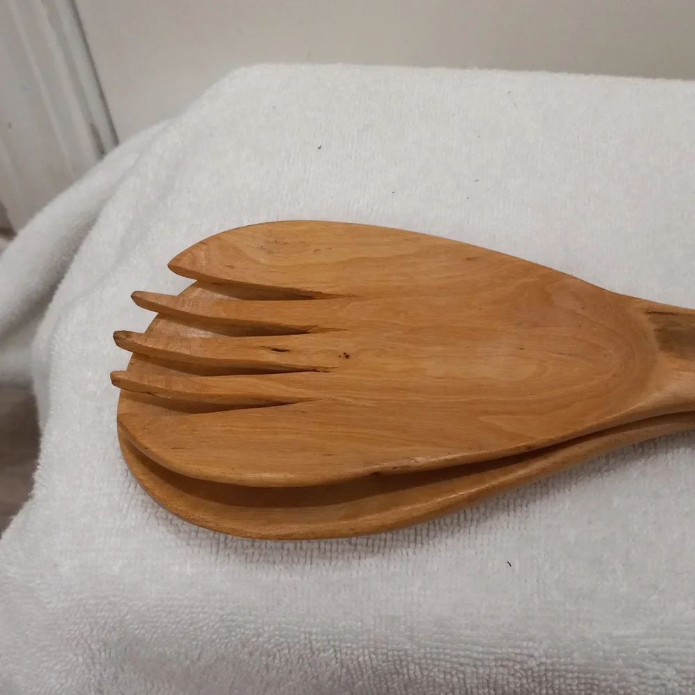 Salad Set With Giraffes Wooden